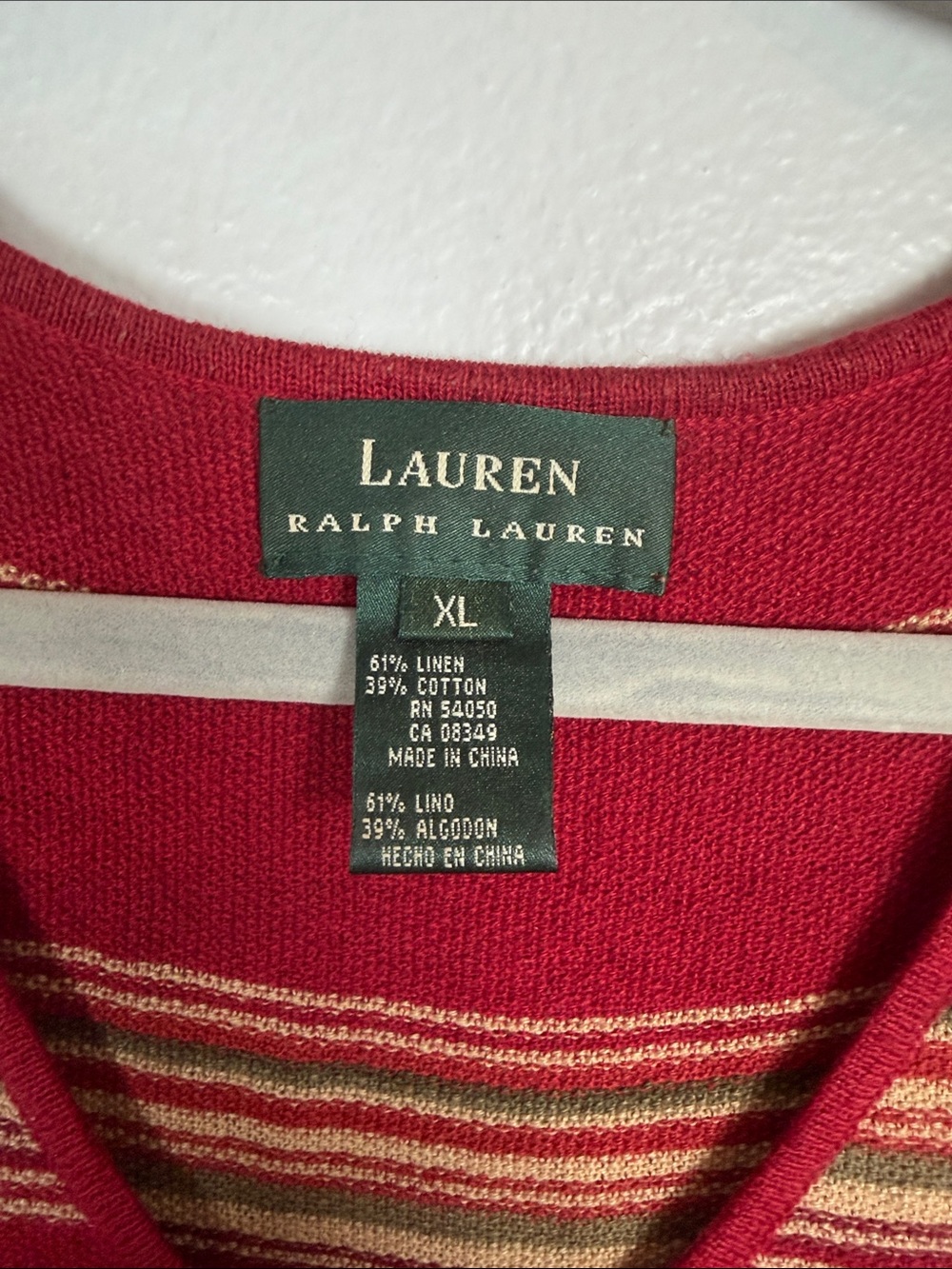 Ralph Lauren Red Striped Maxi Knit Skirt and V Neck Tank Matching Set Linen XL - Picture 10 of 10